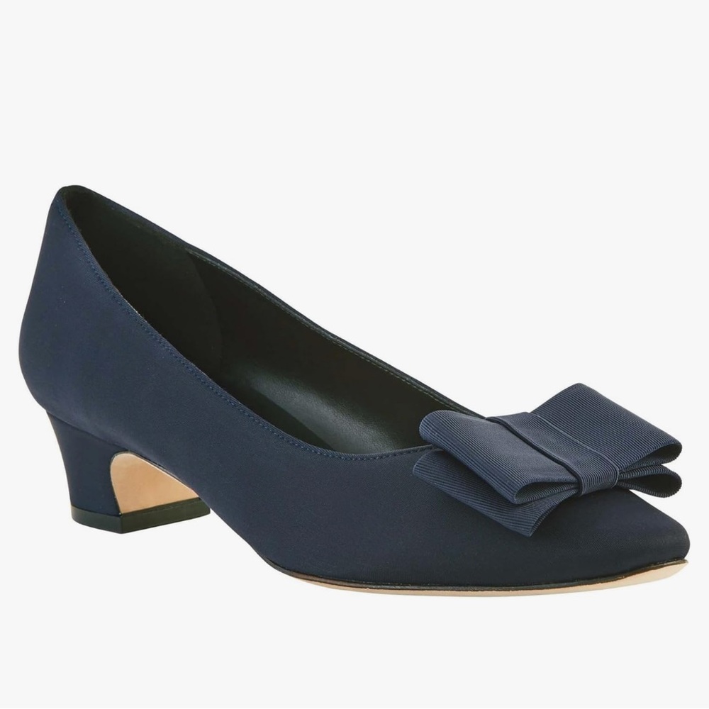 Vaneli Navy Heels with Bow Accent